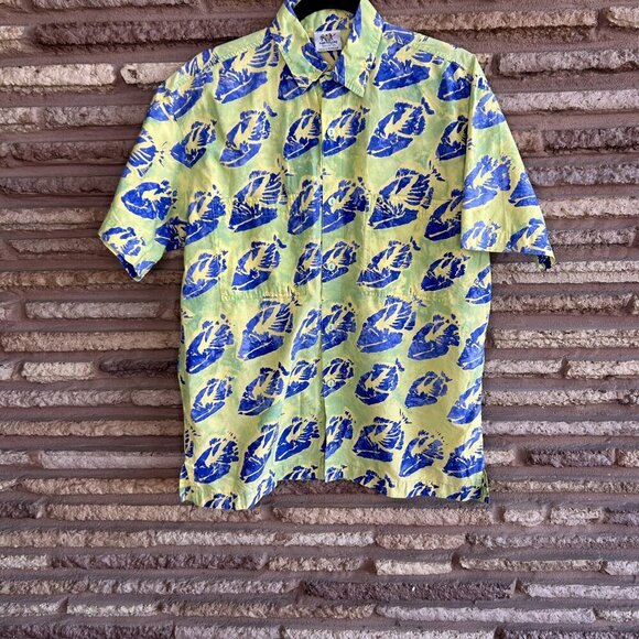 Rum Reggae Men's Cabana Aloha Shirt Humu Humu Hues Fish Motif Size Small - Picture 7 of 10